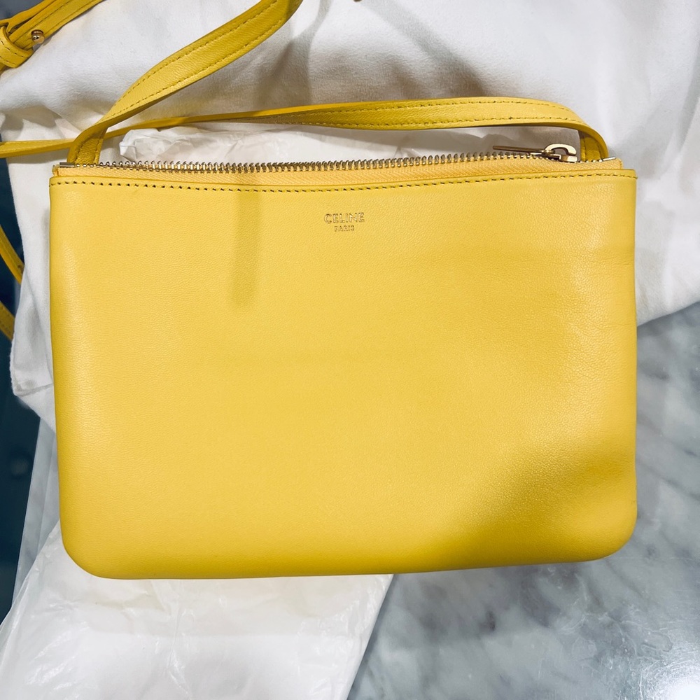 Celine Limit edition Lemon Smooth Lambskin trio bag. Look new with dust bag